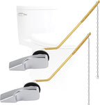 Hygie Rinse 2PACK Universal Metal Toilet Handle Replacement Kit - Side Mount Compatible With American Standard/Mansfield/Gerber - Tank Flusher Lever With Flapper Chain, Chrome