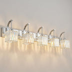 Crystal Vanity Lights 5-Light Chrome Bathroom Vanity Lights Modern Crystal Bathroom Light Fixtures Over Mirror 42.51" Long Vanity Light for Bathroom