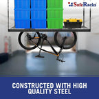 SafeRacks Overhead Garage Storage Rack, Heavy Duty Racks for Garage w/ 600 lb Capacity, Easy Garage Storage Adjustable Storage Rack Ceiling Mount Storage for Garage 4x8 White, 12"-21" (2 Pack)