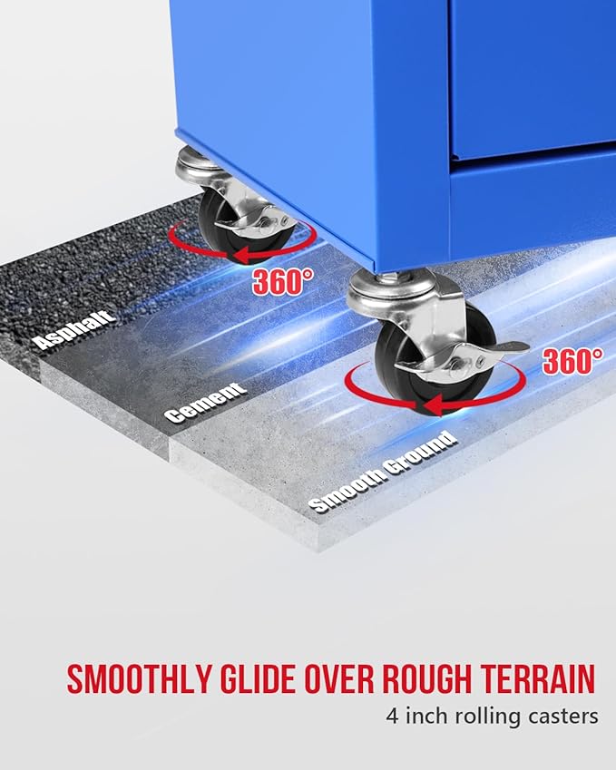 2 in 1 Tool Chest with 5 Drawers, Tool Cart with 7 Organizer Tray Divider Set & Wheels, Large Rolling Tool Box Organizer for Garage, Workshop, Home Crafts