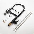 AIMADI Black Kitchen Faucet with Sprayer,Commercial Faucet Kitchen Single Handle Spring Pull Down Kitchen Sink Faucet with LED Light,Matte Black