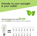 Jensense Edison LED Light Bulbs E26 LED Bulb 60 watt Equivalent Dimmable Light Bulbs 2700K Warm Soft White Vintage 7W LED Edison Bulbs 110V 120V 800 Lumen CRI90, 6 Pack