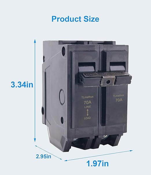 70 amp 2 Pole Breaker Plug-in Mount Type THQL Feeder Molded Case Circuit Breaker 120/240V AC, Compatible with GE Thick Series and Q-Line Series Load Centers
