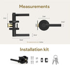 Mega Handles Ronn Entrance Entry Lever Door Handle Heavy Duty Round Locking Lever Set for Left or Right-Handed Doors, Interior/Exterior Door Levers - Matte Black