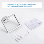 LANC Hand Towel Rings for Bathroom Wall Mount Chrome Polished Square Hand Towel Holder for Lavatory Bathroom Hardware Accessories Stainless Steel Modern Style Shower Towel Towel Racks Hanger, A8896CP