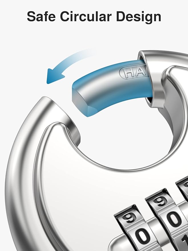 Puroma Combination Lock, Stainless Steel Disc Padlock with Hardened Steel Shackle, Keyless Heavy Duty Combo Lock for Outdoor Sheds Fence, Gate Hasps, Storage Unit, School Gym Locker (2 Pack, ‎Silver)