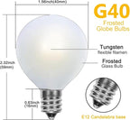 Abeja G40 Frosted Replacement Light Bulbs, 5W Clear Globe Bulb fits E12 C7 Candelabra Screw Base Sockets, 1.5 Inch Dimmable Light Bulbs for Indoor Outdoor Patio Decor, Pack of 25