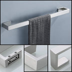 TNOMS 4 Pieces Bathroom Hardware Accessories Set Towel Bar Towel Holder Robe Hook Toilet Paper Holder Stainless Steel,Q8-P4BR