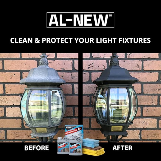 AL-NEW 2 Step Clean & Protect Kit | Clean, Restore, & Protect Your Outdoor Patio Furniture, Garage Doors, Exterior Lights, Window Frames, and More (32 Ounce Kit)