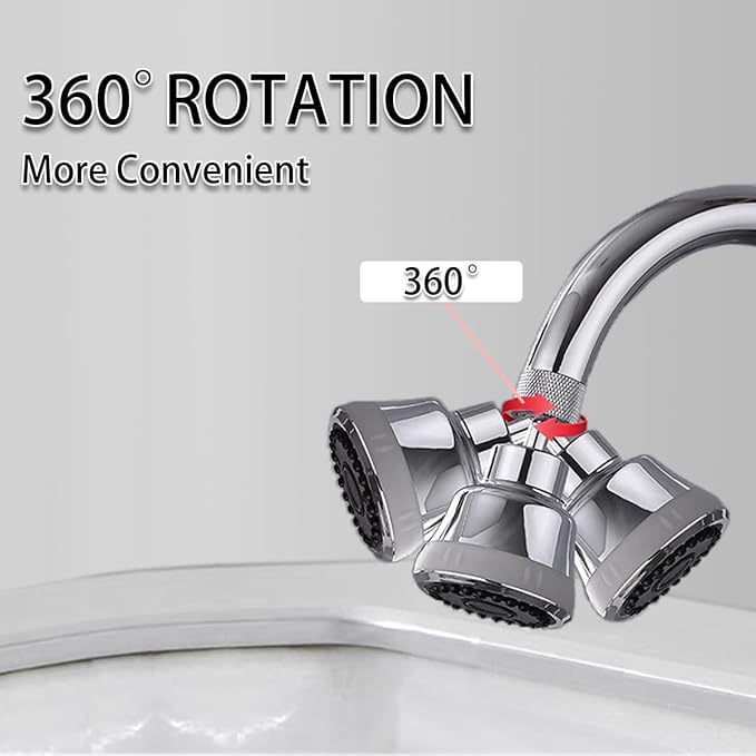 Faucet Aerator Faucet Sprayer Attachment, Kitchen Faucet Head Replacement with 4 Spray Modes, 360° Swivel Faucet Extender Anti-Splash Sink Sprayer Faucet Nozzle Head (Diamond, Silver)