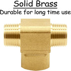 2PCS 3/8 Inch Brass Tee Pipe Fitting 3/8" NPT Male x 3/8" NPT Female x 3/8" NPT Male for Water/Oil/Gas