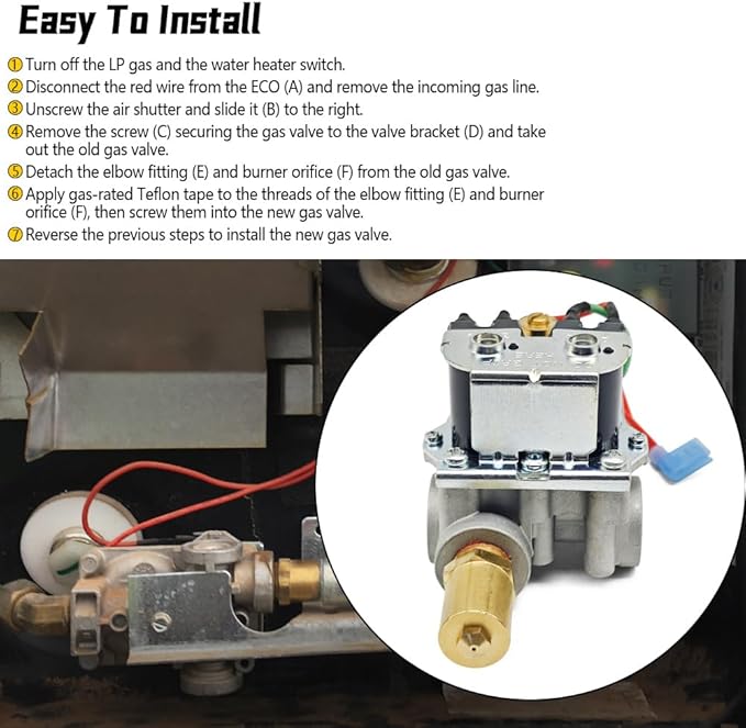 GC10A-4E RV Water Heater Gas Valve 92089 - Replacement for Atwood G10-1E, G10-3E, GC10-1E, GC10A-2E, GCH10A-3E, GC10A-3E Water Heaters, Fits Models 93844, 93870, 93321, 92078