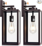 16-inch Oil-Rubbed Bronze Dusk to Dawn Outdoor Wall Light Fixtures, Exterior Waterproof Wall Lanterns, Brown Porch Sconces Lighting, Modern Outside Lights for House Patio Front Door Entryway, 2-Packs