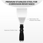 Mister Rui Bent Heavy Duty Scraper, 3" Bent Scraper with Pole Socket Hammer End, Stainless Steel Bent Blade with Anti Slip Rubber Handle, Heavy Duty Paint Remover Scraper Tool