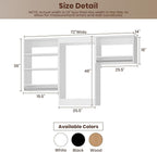 ROOMTEC Modular Closet System, 72" Closet Organizer with Hanging Rods, Wall-Mounted Wooden Tower for Walk-In Closets, Wardrobe Storage Kit, White