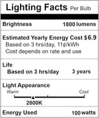 4pcs High Output 1800LM PAR38 Flood Light Bulbs, 100W Dimmable Warm White 2800K, E26 Base, Long Lasting Halogen Outdoor Flood Lights