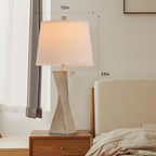 Bedside Lamps Set of 2 Unique Modern Vintage Table Lamp Rustic Farmhouse Desk Lamps for Living Room End Tables Bulb Not Included, Linen Shade, 26.5 in,Grey