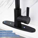 Faucet Cover Plate, Stainless Steel Deck Plate for Kitchen Sink Faucet Single Hole or Bathroom Faucet 1-3 Hole Faucet Hole Cover Round 10 Inch (Matte Black)