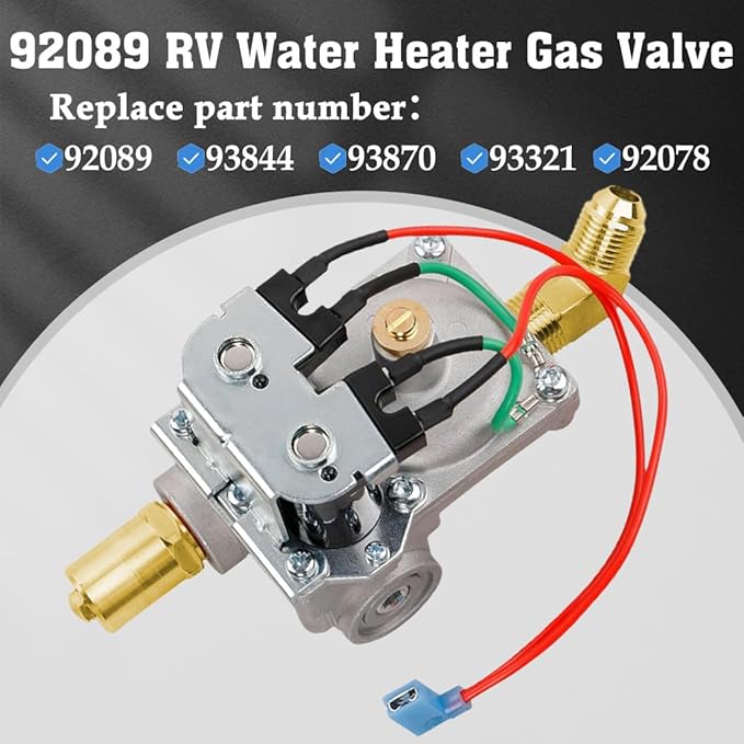 GC10A-4E 92089 RV Water Heater Gas Valve Fits for Atwood 10 Gal Water Heaters with Rogers Solenoid RV Parts Replaces G10-1E, G10-3E, GC10-1E, GC10A-2E，93844, 93870, 93321, 92078