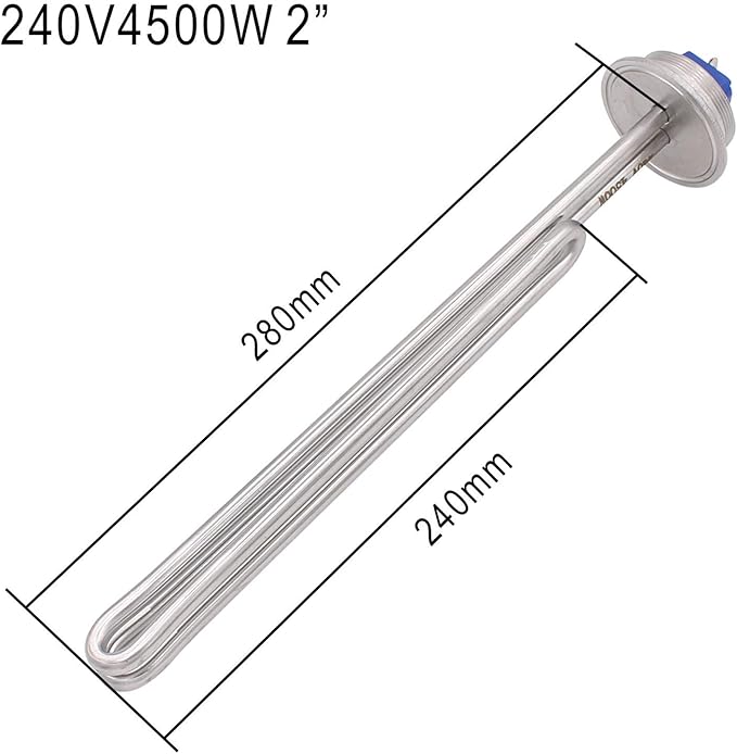 DERNORD 2 Inch (OD64) Tri-clamp 240V 4500W Foldback Heating Element Electric Water Heater with Low Watt Density