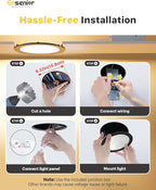 Ensenior 6 Pack 6 Inch LED Recessed Light, Dimmable, 2700K-5000K 5CCT, 1200LM High Brightness, 12W 120V, Damp Rated, Ultra-Thin Canless Wafer Light, Black - ETL & FCC & IC