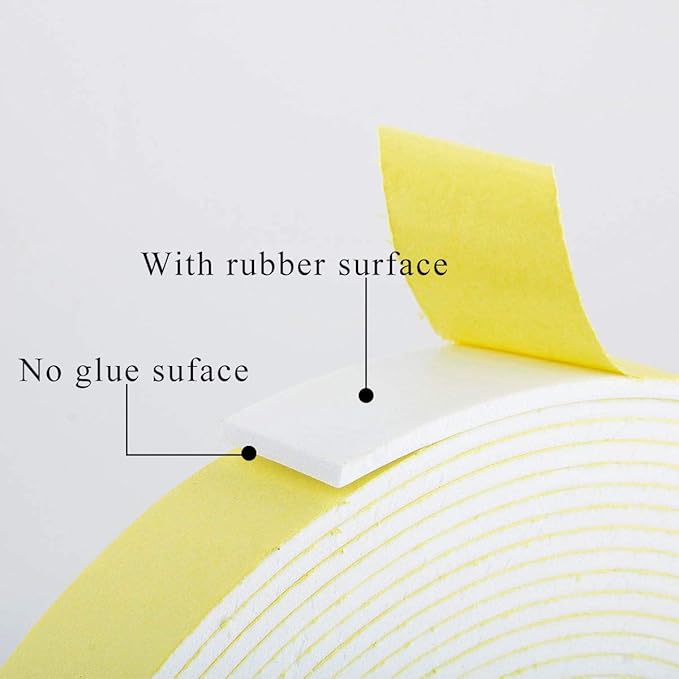 Foam Insulation Tape, Weather Stripping for Sliding Doors, Seal, HVAC, Windows, Pipes, Air Conditioning, Plumbing, High Density Foam Seal Tape (White, 33Ft x 1/8” x 1”)