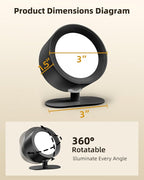 LED Wall Mounted Lights, Rechargeable Wall Sconces Lamp, 3 Color Temps & Remote and Touch, 360°Rotation Dimmable Cordless Wall Light for Study Bedroom Reading Bedside(Black, 2 Pack)