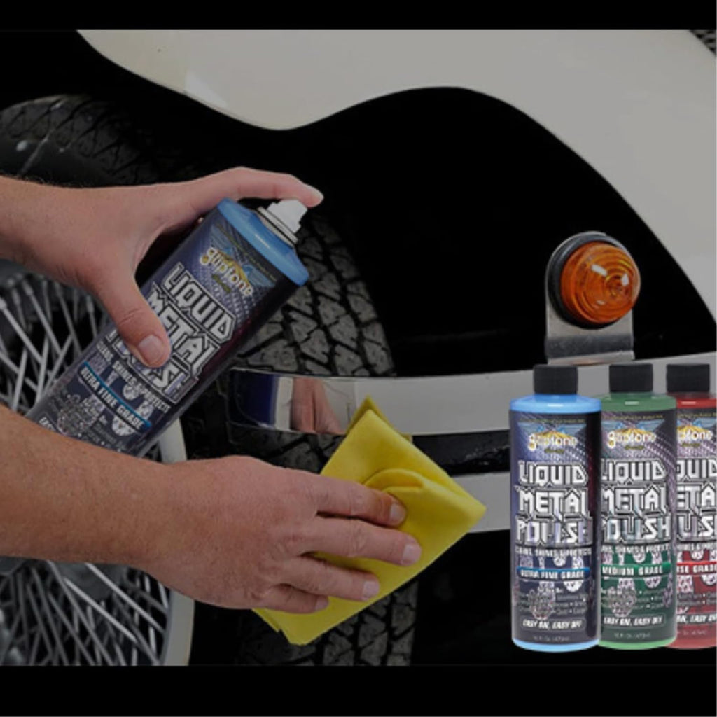 Gliptone Liquid Metal Polish (Medium Grade) 16 Fl Oz, Restores Brilliant Shine to Billet, Aluminum, Diamond Plate, Bronze, Brass, Nickel, Magnesium & Copper, No Ammonia, Acid or Water