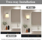 Brushed Nickel Milk Glass Wall Sconces, 1 Pack Hardwired Indoor Wall Light Fixtures for Living Room, Hallway, Bedroom, Ceramic E26 Sockets (Bulbs Not Included)