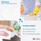 Orighty Cleaning Cloths Bulk, 150 Pack Shop Rags Reusable, Multi-Purpose Shop Towels for Cars, Microfiber Cleaning Rags for Automotive, Mechanic, Kitchen, Lint Free Towels 11.5’’ x 11.5’’, White