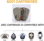 6001 Filter Cartridges for Respirator, Dust-Proof, Organic Vapor, Pollen and Chemical Cartridges, Compatible with 6200, 6800, 7502, FF402 Respirator 30PCS(15Pack)