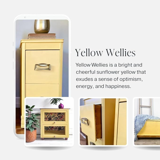 Country Chic All-in-One Chalk Paint for Furniture, Cabinets, Home Decor, Eco-Friendly, Matte Finish, Built-In Primer & Top Coat for Wood, Metal - Yellow Wellies (Yellow) - 8 oz (237 ml)