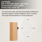 LANDGOO White Ash Wood Night Light Step Light - Smart Motion Sensor Stair Lighting, Rechargeable 2700K LED for Bedroom Hallway Safety, Easy Install (1 Pack)