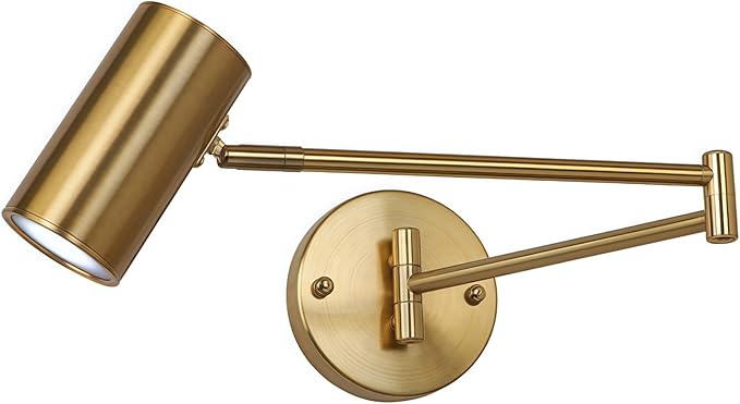 Indoor Wall Light Adjustable Swing Arm 5W LED Metal Wall Lamp 3000K Warm White Retro Vintage Industrial Wall Sconce, for Living Room Bedroom Hallway Corridor Stairs Hall, Gold