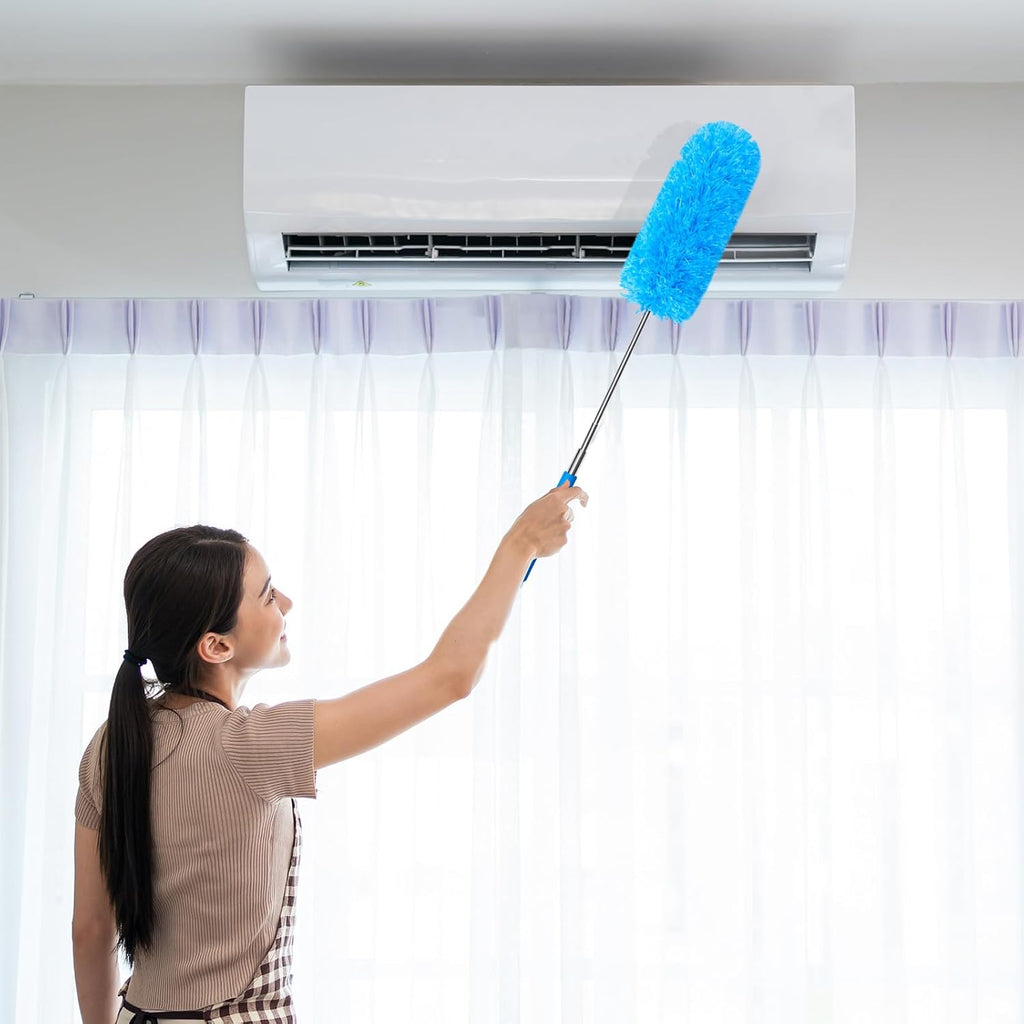 Tanlade 8 Pcs Microfiber Feather Duster for Cleaning 13-31 Inch Extendable Cobweb Dusters Ceiling Fan Duster Washable Bendable Tool for Office Car Window Furniture (Stylish Color)