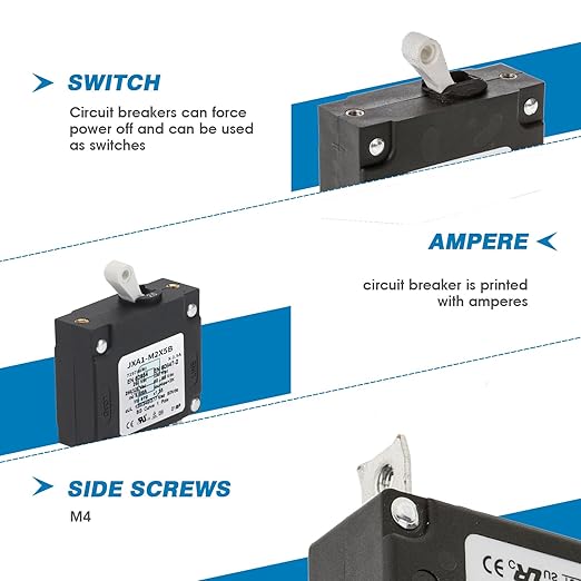 GLOSO J Type Toggle Hydraulic Magnetic Single Pole Circuit Breaker AC/DC Manual Reset Switch Yachts Campers Caravans Red Toggle, 5A, J1P