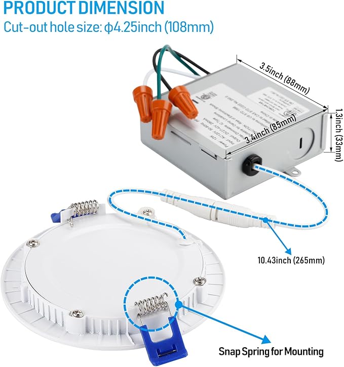 TORCHSTAR 12-Pack 4 Inch Ultra-Thin LED Recessed Lighting with J-Box, 2700K Soft White, 10W Dimmable 650lm Brightness LED Downlight, ETL & Energy Star Listed