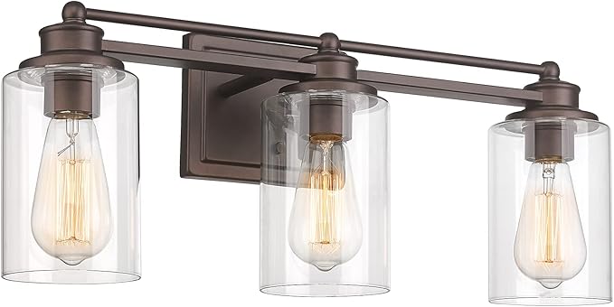 Bathroom Light Fixtures, HWH 3-Light Vanity Light Fixture Over Mirror, Industrial Wall Sconce Lighting, Oil-Rubbed Bronze Finish, 5HLT63B-3W ORB