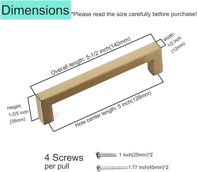 10 Pack 5 Inch Champagne Cabinet Pulls Square Drawer Handles Cupboard Handles Modern Stainless Steel Kitchen Cabinet Hardware Champagne Bronze Pulls