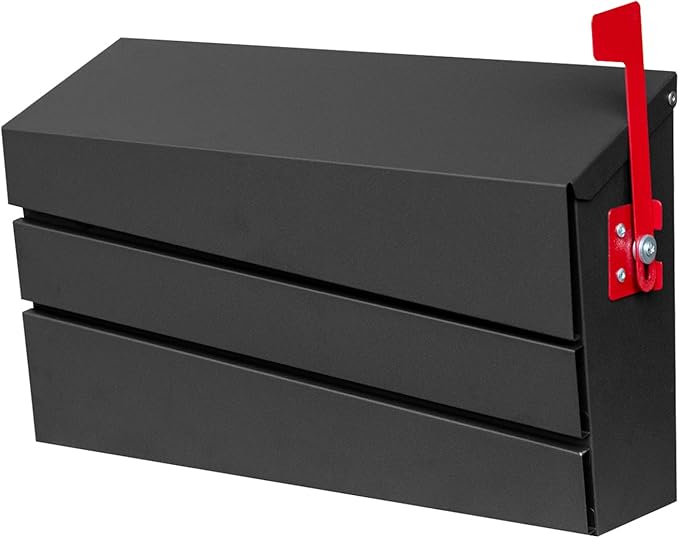 Wall-Mount Mailbox, Morden Mailbox for House, Rust Resistant Metal Post Box, Galvanized Steel Outside Mailboxes with Flag (No Keys Locking)