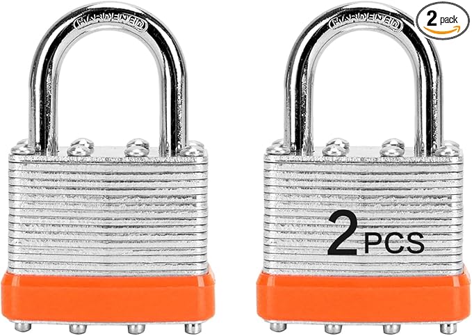 Padlocks with Same Key, LQYN 2 Pcs Laminated Keyed Padlock (1-9/16", 40mm),Keyed Alike Locks,Normal Shackle,for Storage Locker,Hasp Latch,Toolbox,Sheds
