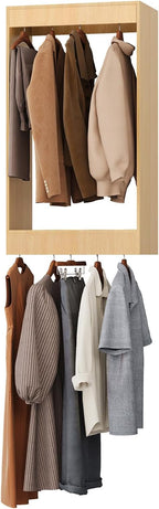 ROOMTEC 19.5" Double Hanging Closet Unit, Modular Closet System with Hanging Rod, Wardrobe Organizer for Bedroom or Walk-in Closet, Wall Mounted, Customizable Clothes Storage Unit, Wood