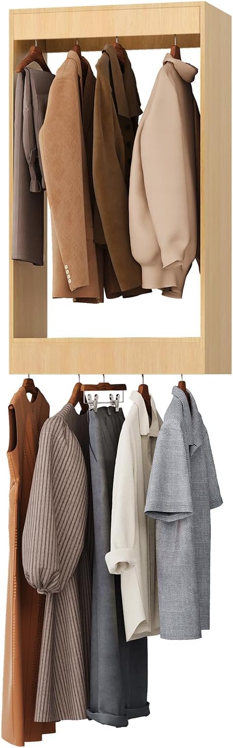 ROOMTEC 25.5" Double Hanging Closet Unit, Modular Closet System with Hanging Rod, Wardrobe Organizer for Bedroom or Walk-in Closet, Wall Mounted, Customizable Clothes Storage Unit, Wood