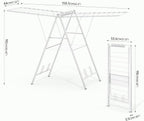 APEXCHASER Drying Rack for Clothing Foldable, Metal Laundry Rack Collapsible, Ultra Thin Gullwing Clothes Airer with Adjustable Height for Towel Baby Clothes Indoor Outdoor Laundry Room, White