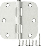 36 Pack Rounded Brushed Nickel Door Hinges 3.5 Inch x 3 ½" 5/8" Radius 3 1/2" Satin Hinge Flat Bifold Easy Install for Bed Room Pantry Clean Glass Glass French Interior Wood Doors,Table,Hardware