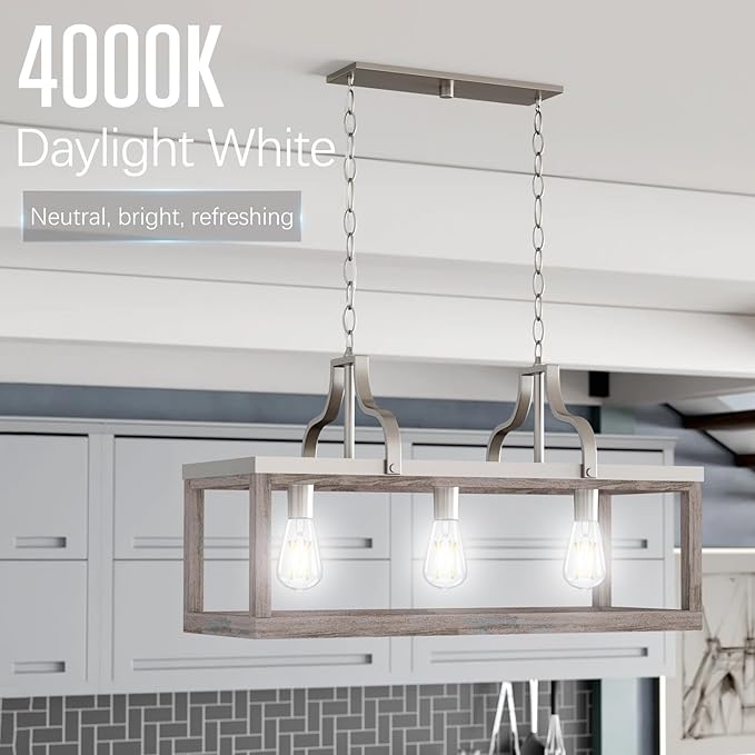 Dimmable LED Edison Bulb, E26 LED Bulb 60 watt Equivalent, Cool White 4000K, ST58 Vintage Light Bulbs, 90+ CRI, 6W 600LM, E26 Base, Clear Glass, 6 Pack