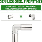 TAISHER 1PCS Stainless Steel Pipe Fittings, 2" NPT Female x 2" NPT Female Threaded, 4" Length Nipple Cast Pipe