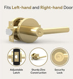 Mega Handles Ronn Entrance Entry Lever Door Handle Heavy Duty Round Locking Lever Set for Left or Right-Handed Doors, Interior/Exterior Door Levers - Satin Brass