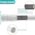 2 Pcs Window Security Bars Adjustable Spring Tension Rod Sliding Glass Door Stick for Door with Rubber Tips, 1.3 cm in Diameter, Extends from 15.8-27.6 Inch, White