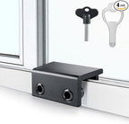 ZRFCXE Window Locks,4 Pack Sliding Window Locks with Key for Vertical & Horizontal Sliding Windows Doors,Easv to Install,Adjustable Security Window Lock for Patio Bedroom Home and Office (Black)